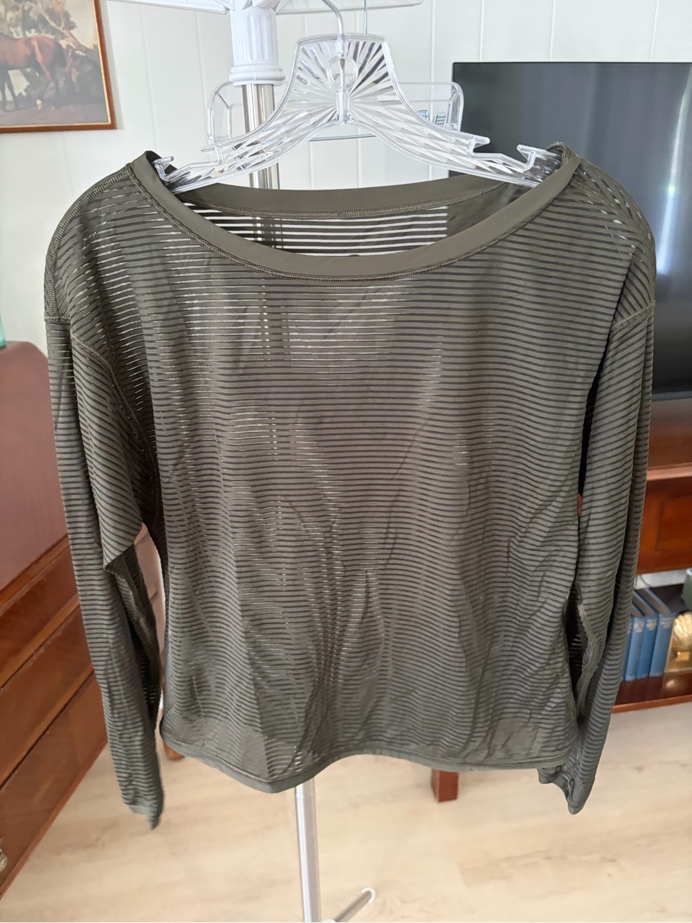 lululemon Sheer Long-Sleeve Stripe Top - Olive Green